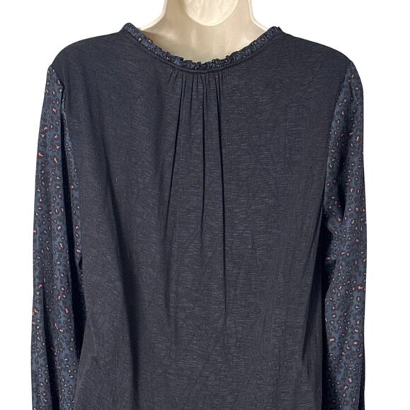 Anthropologie Dolan Marilyn Animal Print Contrast Blouse Blue Pink Black Size S - Picture 12 of 12